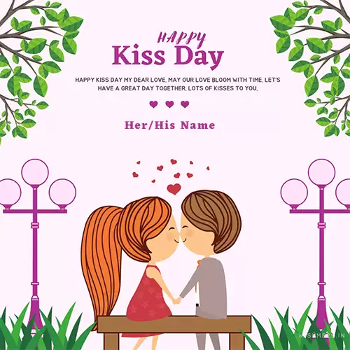 Special Kiss Day Greetings Cards With Custom Name