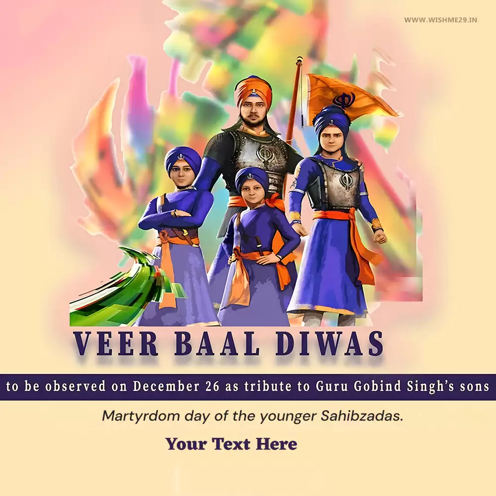26th December Veer Bal Diwas With Name Card Edit Online