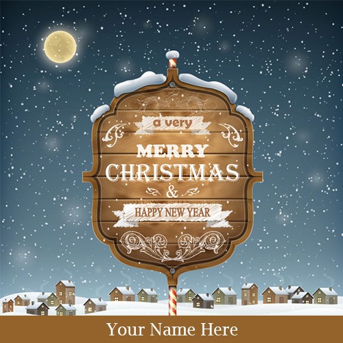 Wish you Merry Christmas Happy Holidays card with own Name